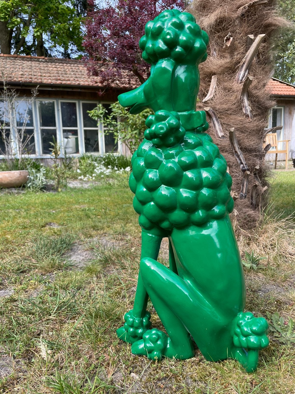 Poedel groen hond beeld huisdier kunst cadeau, Ophalen, Nieuw, Kunststof, Dierenbeeld