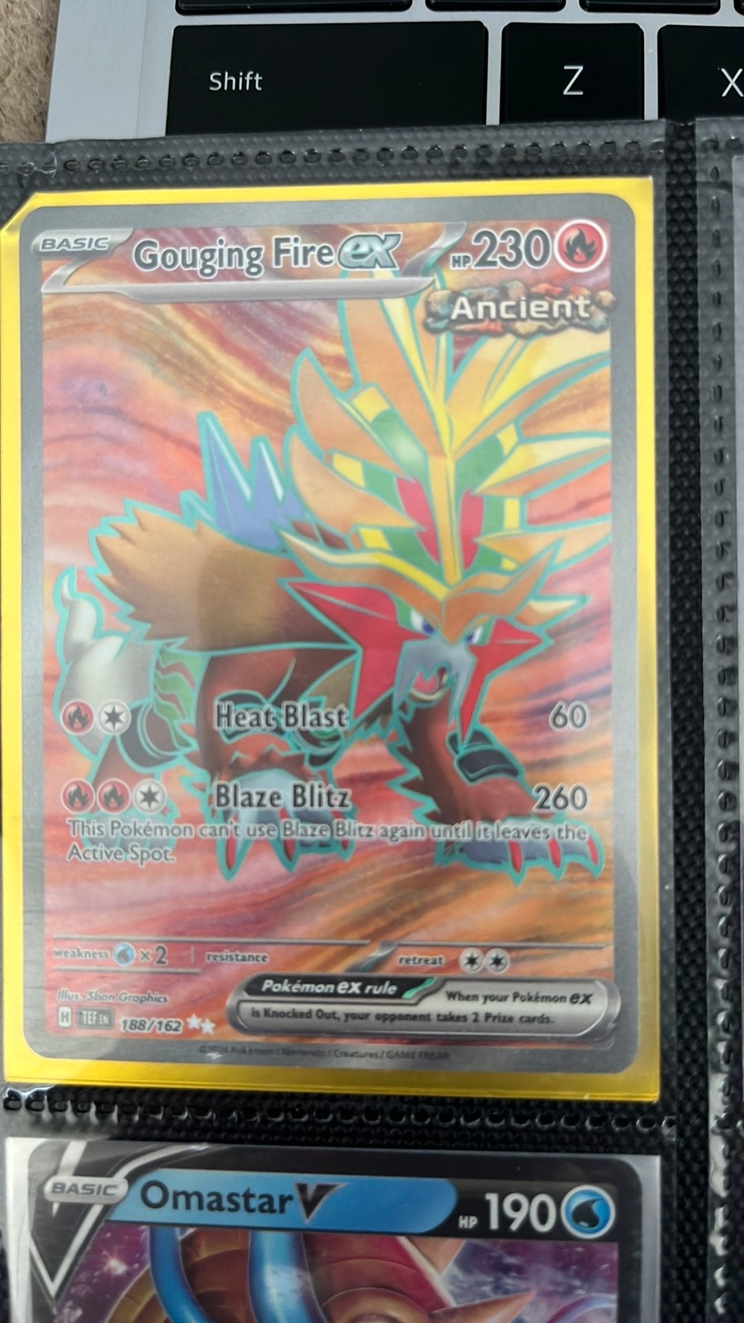 Gouging Fire ex 188/162 Pokémon kaart, Ophalen of Verzenden, Zo goed als nieuw, Losse kaart, Foil