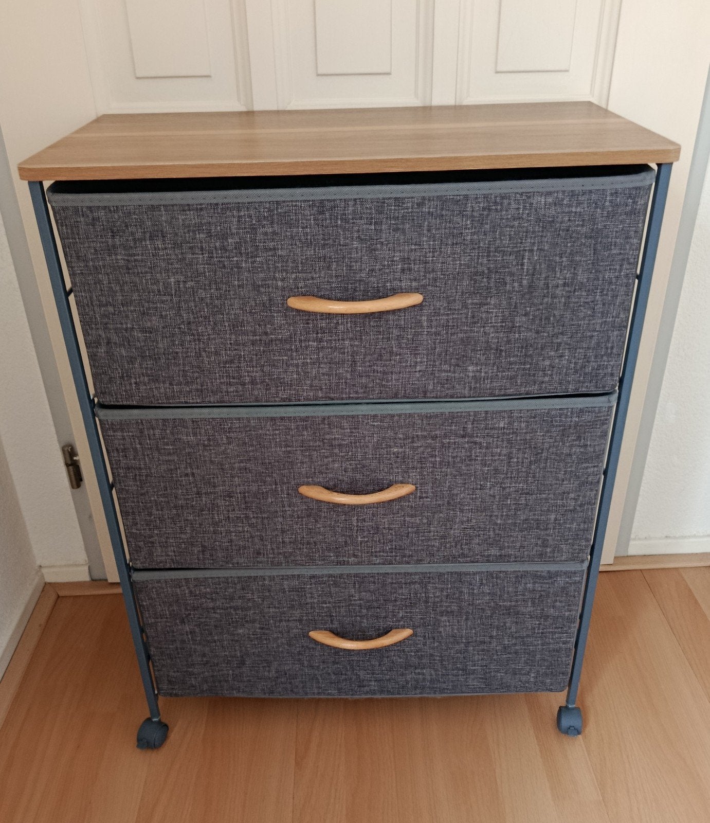 Ladenkastje met 3 lades en wieltjes - Grijs/Hout, Ophalen, Gebruikt, Overige materialen, 50 tot 100 cm