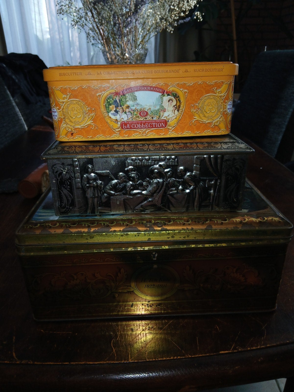 Set van 3 Vintage Koekblikken / Opbergblikken, Verzamelen, Ophalen of Verzenden, Gebruikt, Overige, Overige merken