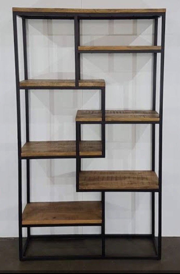 Industriële Boekenkast Hout en Metaal, Met plank(en), Industrieel, Modern, 50 tot 100 cm, Zo goed als nieuw