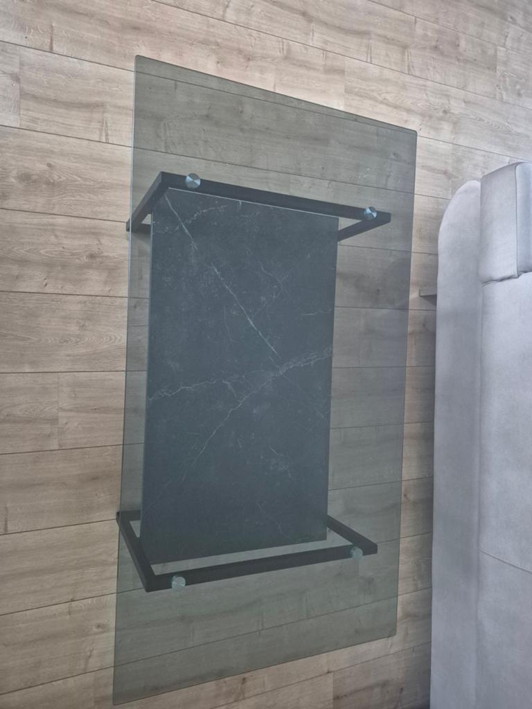 Salontafel met glasplaat 110x60x42, Ophalen, Gebruikt, 100 tot 150 cm, 50 tot 100 cm
