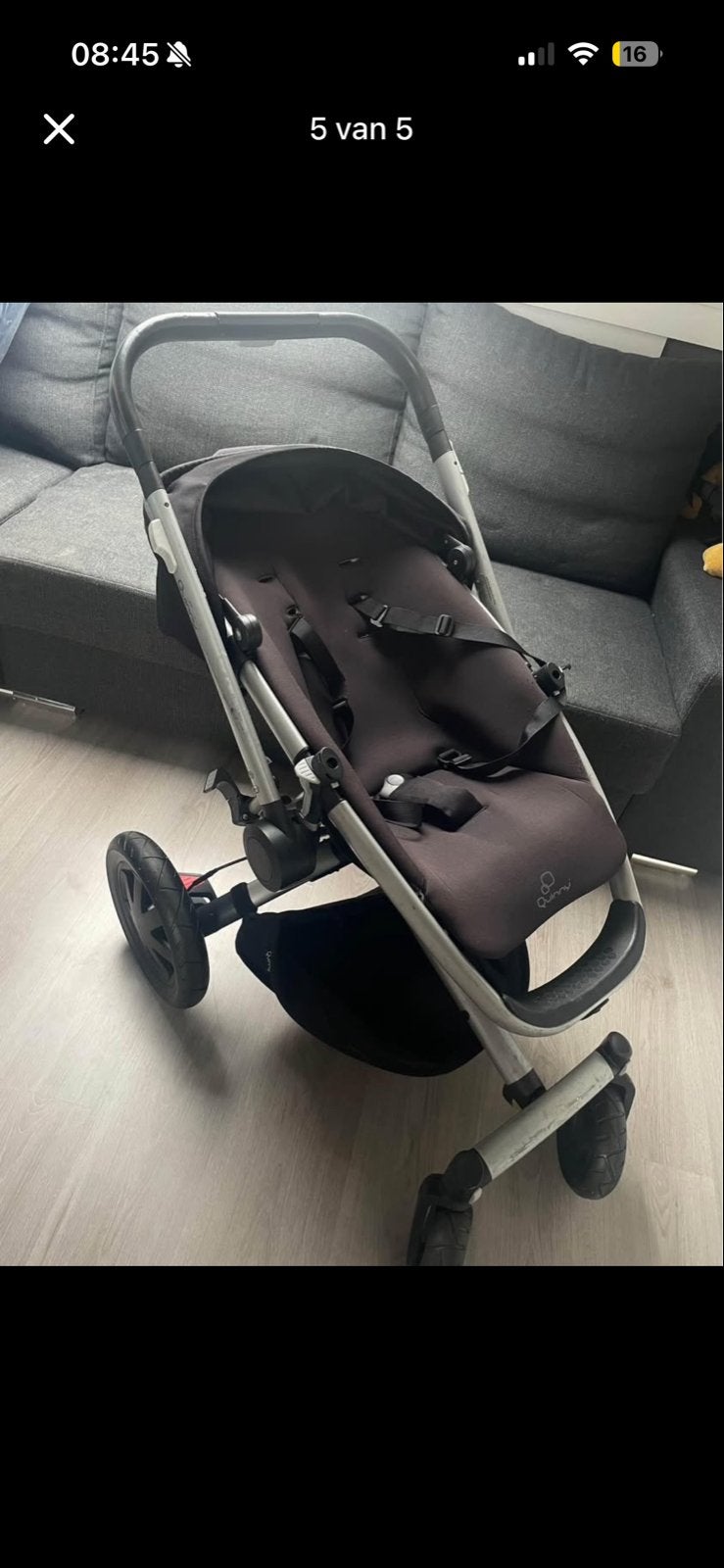 Quinny kinderwagen met reiswieg en voetenzak, Quinny, Zo goed als nieuw, Met reiswieg, Ophalen