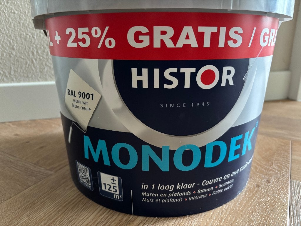 Histor muurverf RAL9001, Ophalen, Overige kleuren, Nieuw, Verf
