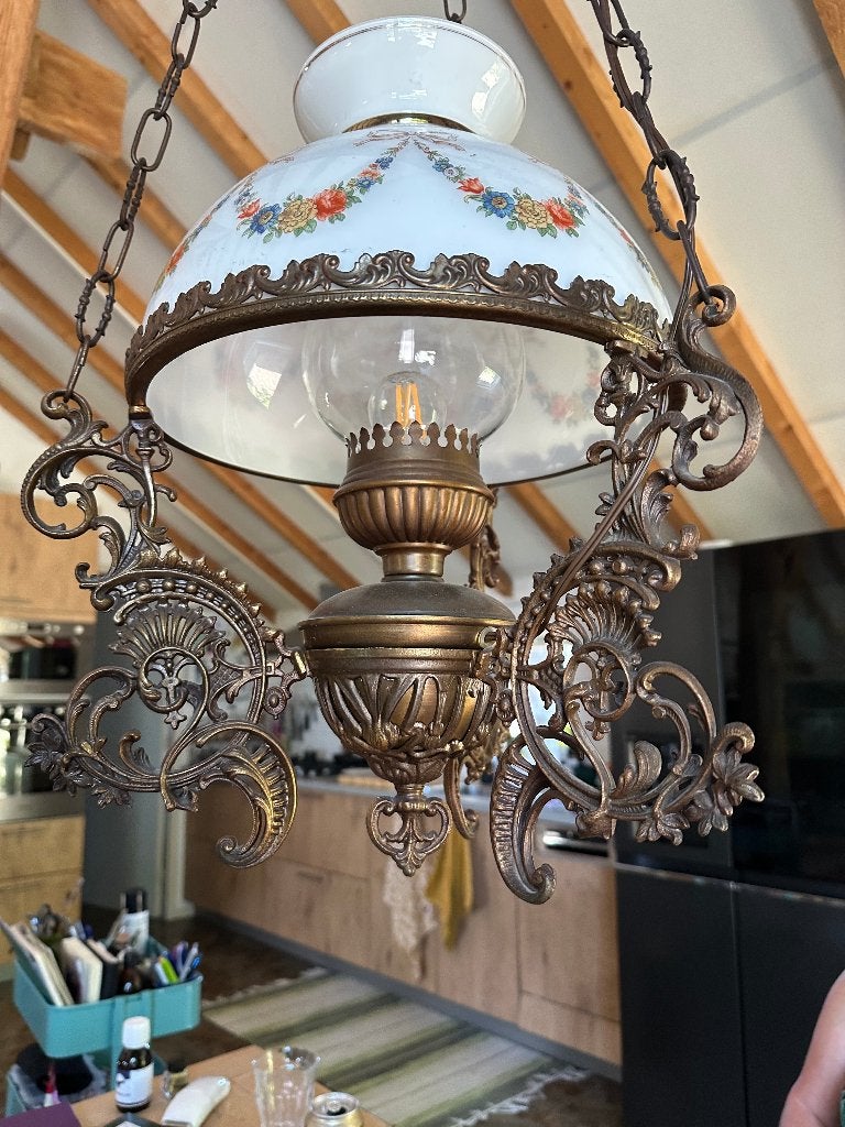 Victoriaanse kandelaberlamp hanglamp, Antiek en Kunst, Ophalen