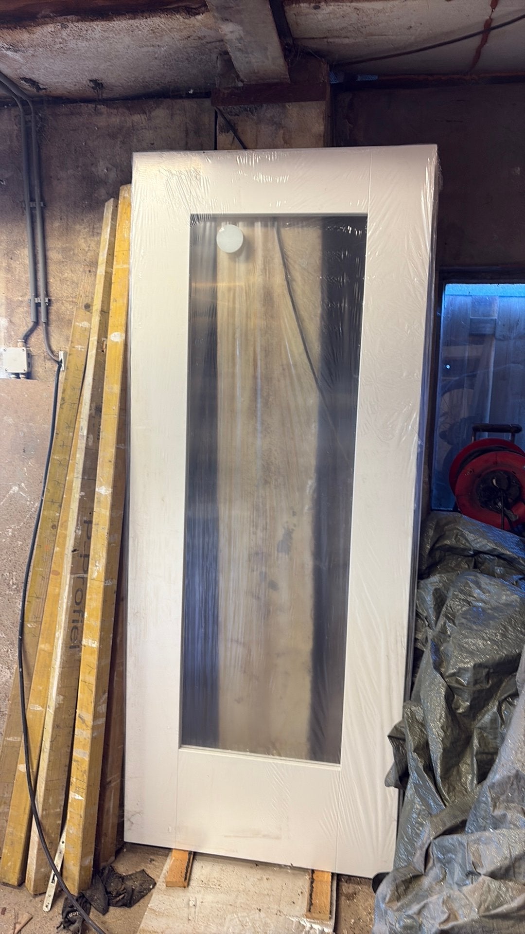 Binnendeur 930x2315 met helder veiligheid glas, Doe-het-zelf en Verbouw, Deuren en Horren, Ophalen, Binnendeur, 200 tot 215 cm