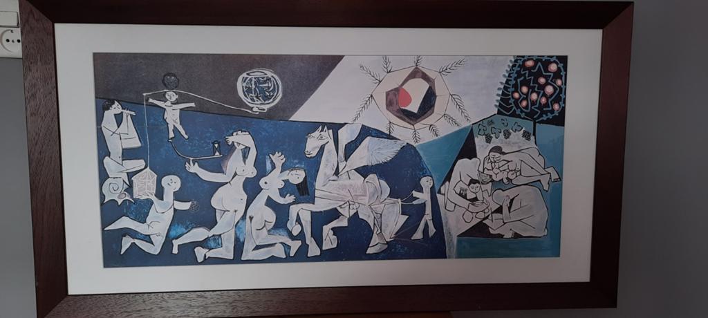 Poster in massief houten eiken lijst, Huis en Inrichting, Woonaccessoires | Lijsten, Ophalen of Verzenden, Zo goed als nieuw, Hout