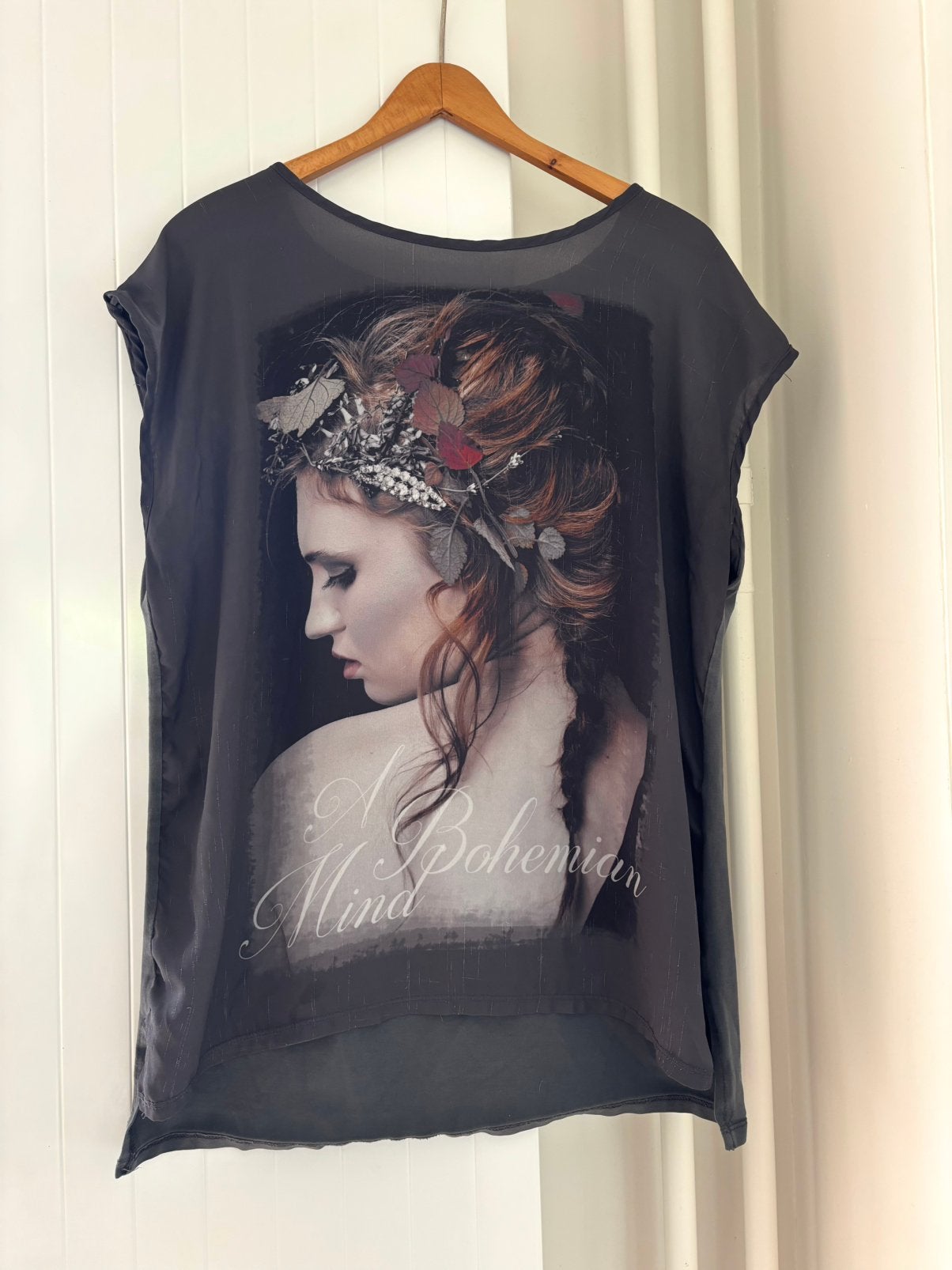 Zwart shirt met Bohemian Mind print - dames maat XL top, Ophalen of Verzenden, Gedragen
