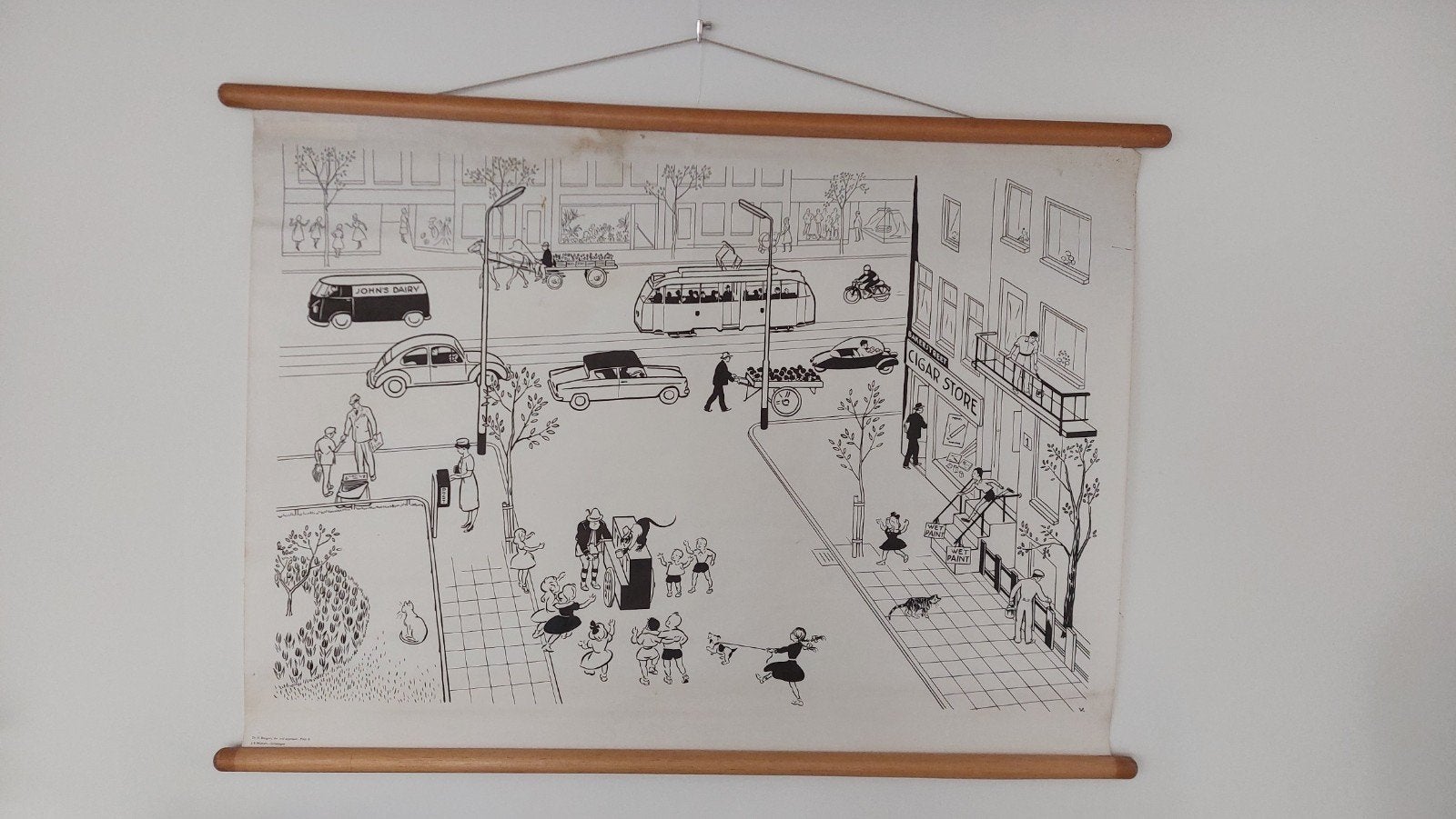 Vintage schoolplaat J.B.Wolters - Bakerstreet, Antiek en Kunst, Antiek | Schoolplaten, Ophalen