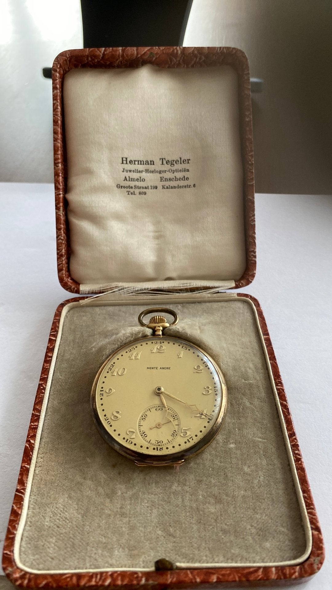 Gouden zakhorloge, Ophalen of Verzenden, Goud, Overige merken, 1900 tot 1930