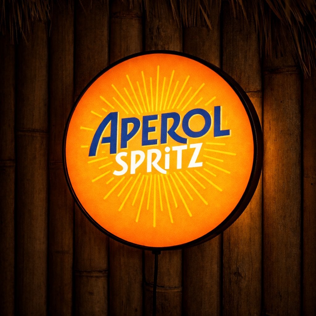 Aperol Spritz Lightbox Ø 24 cm |  Bar & Mancave decoratie, Atelayer, Verzenden, Lichtbak of (neon) lamp, Nieuw