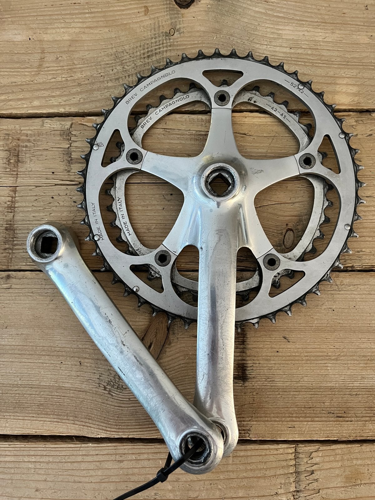 Campagnolo Crankstel - Vintage Racefiets Onderdeel, Crankstel of Pedalen, Gebruikt, Ophalen of Verzenden, Aluminium