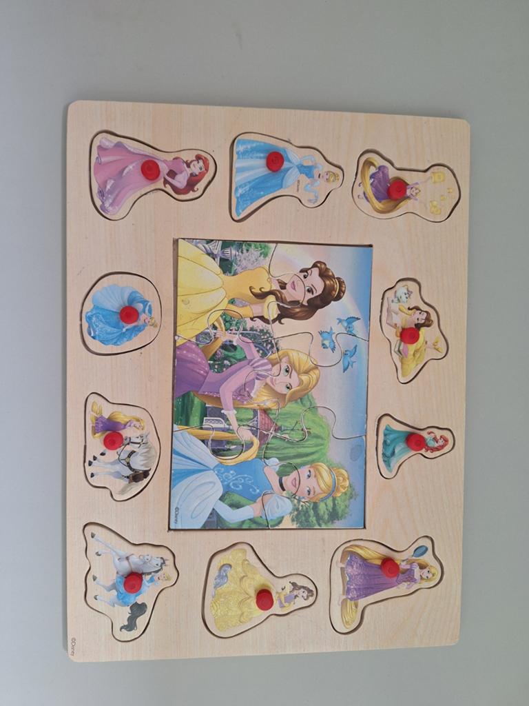 5 Houten Puzzels: Disney Prinsessen, Boerderij & Dieren, 2 tot 4 jaar, Gebruikt, Ophalen of Verzenden, Van hout
