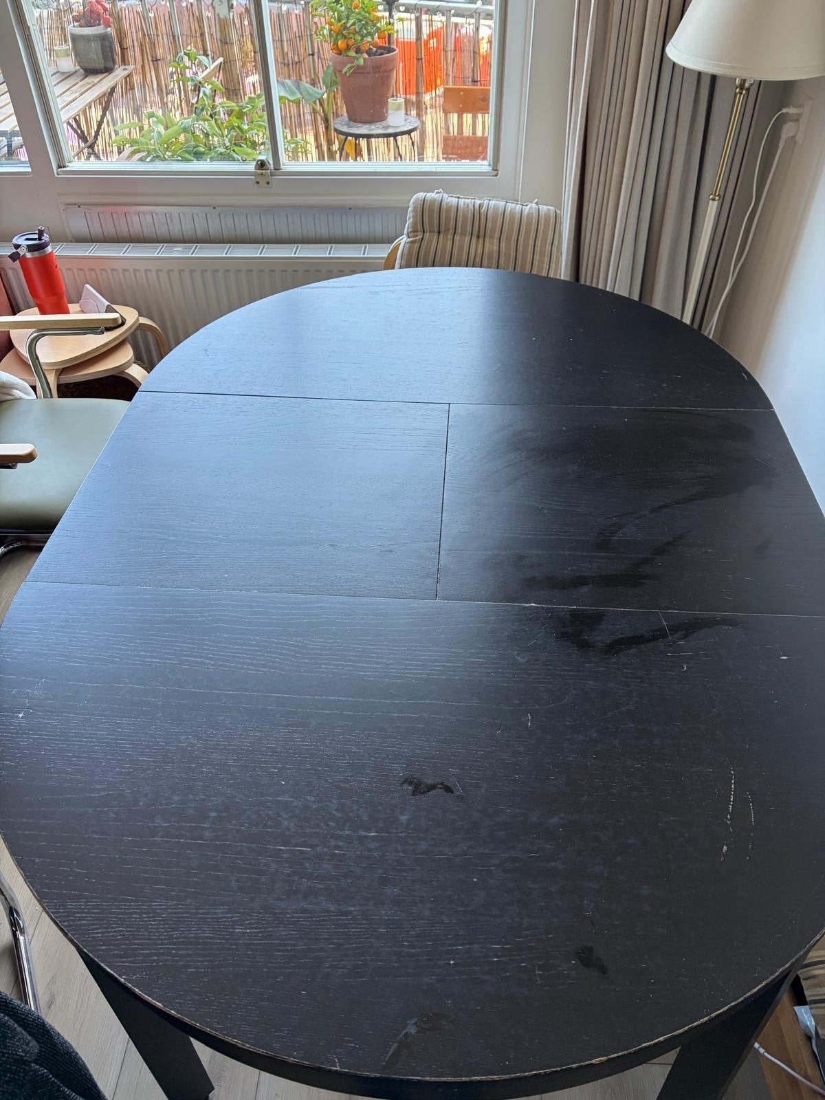 Mooie uitklapbare eettafel - Zwart 115 / 165 cm, Ophalen, Gebruikt, 50 tot 100 cm, 150 tot 200 cm