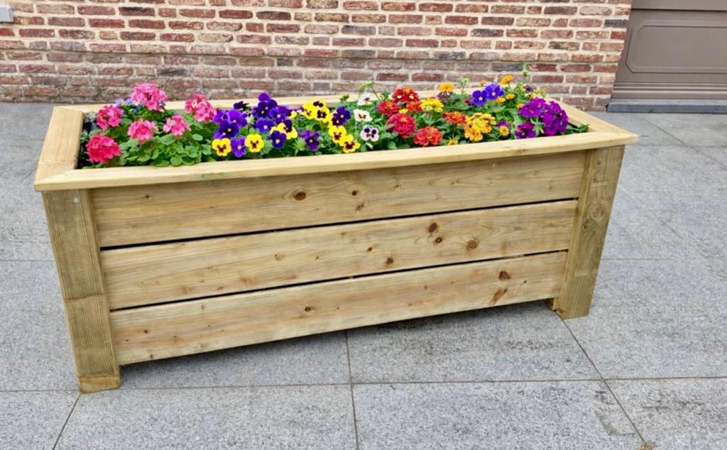 Grenen Bloem/planten/kruidenbakken, Tuin en Terras, Bloembakken en Plantenbakken, Ophalen, 100 cm of meer, Nieuw, Rechthoekig