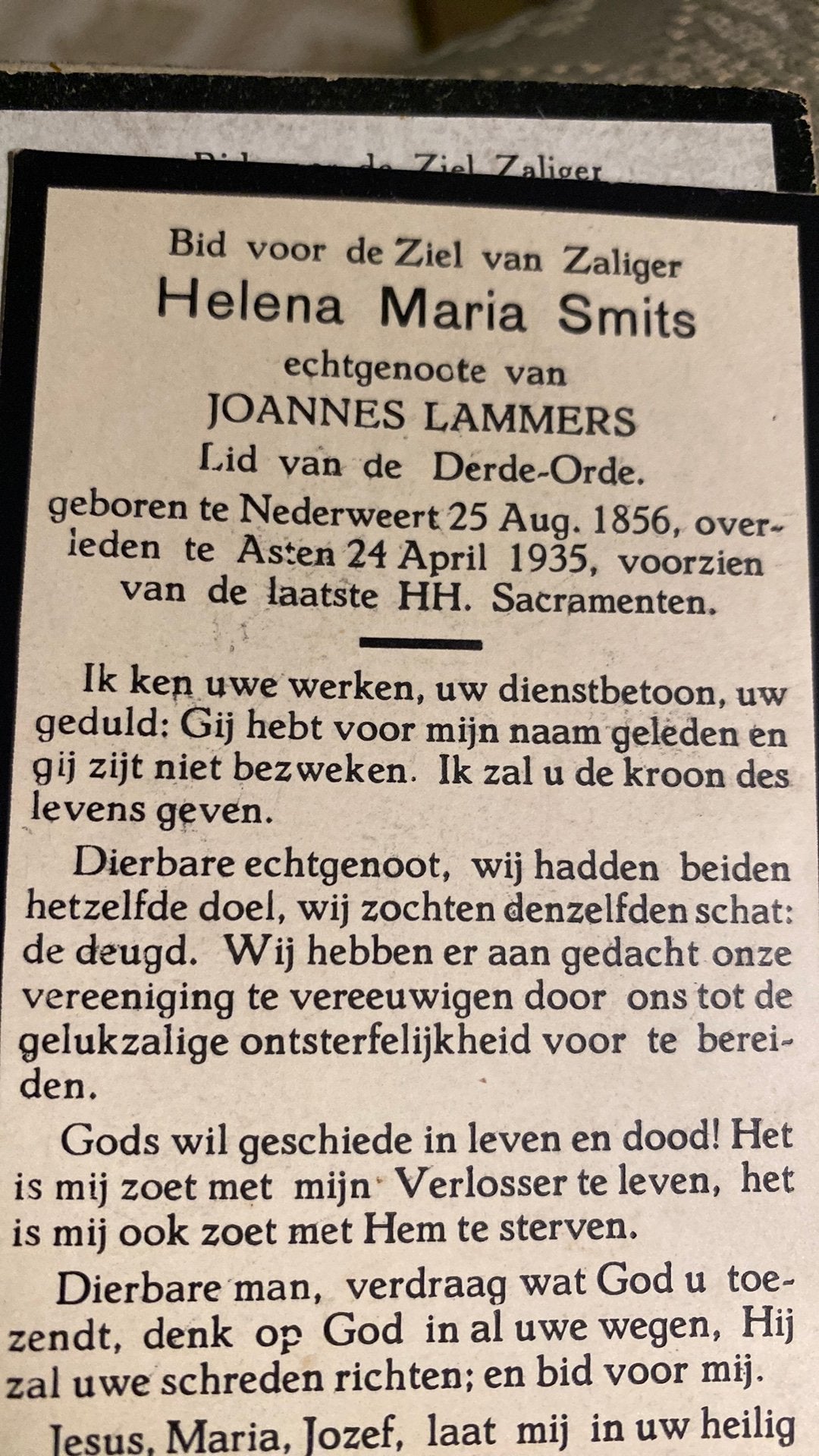 HM Lammers - Smits 1856 Nederweert 1935 Asten, Ophalen of Verzenden