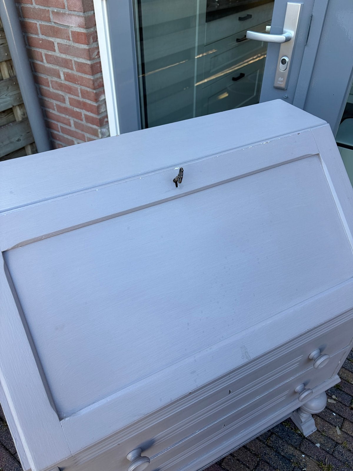 Vintage secretaire, grijs/lila geverfd, Ophalen