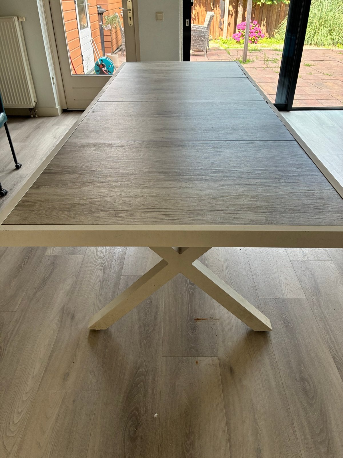 Hartman Tuintafel Wit met Keramische Bladen - Z.G.A.N., Ophalen, Zo goed als nieuw, Rechthoekig, Overige materialen