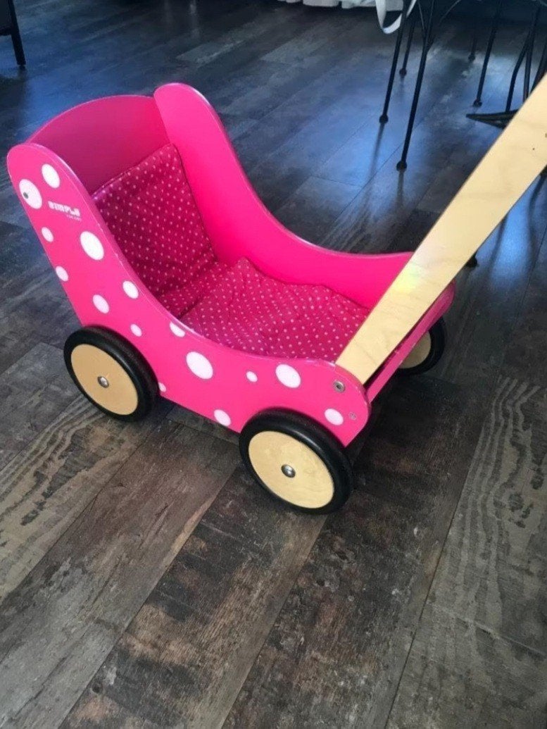 Houten Poppenwagen, Ophalen of Verzenden, Gebruikt, Duw- of Trekspeelgoed