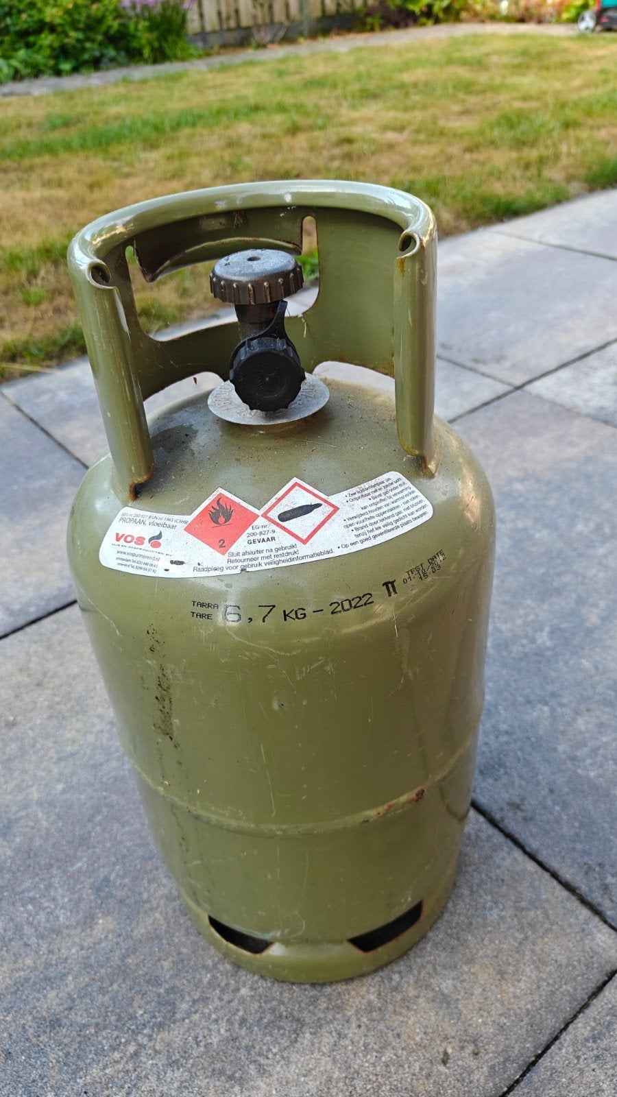 Lege gasfles 6.7 KG -, Ophalen of Verzenden, Gebruikt