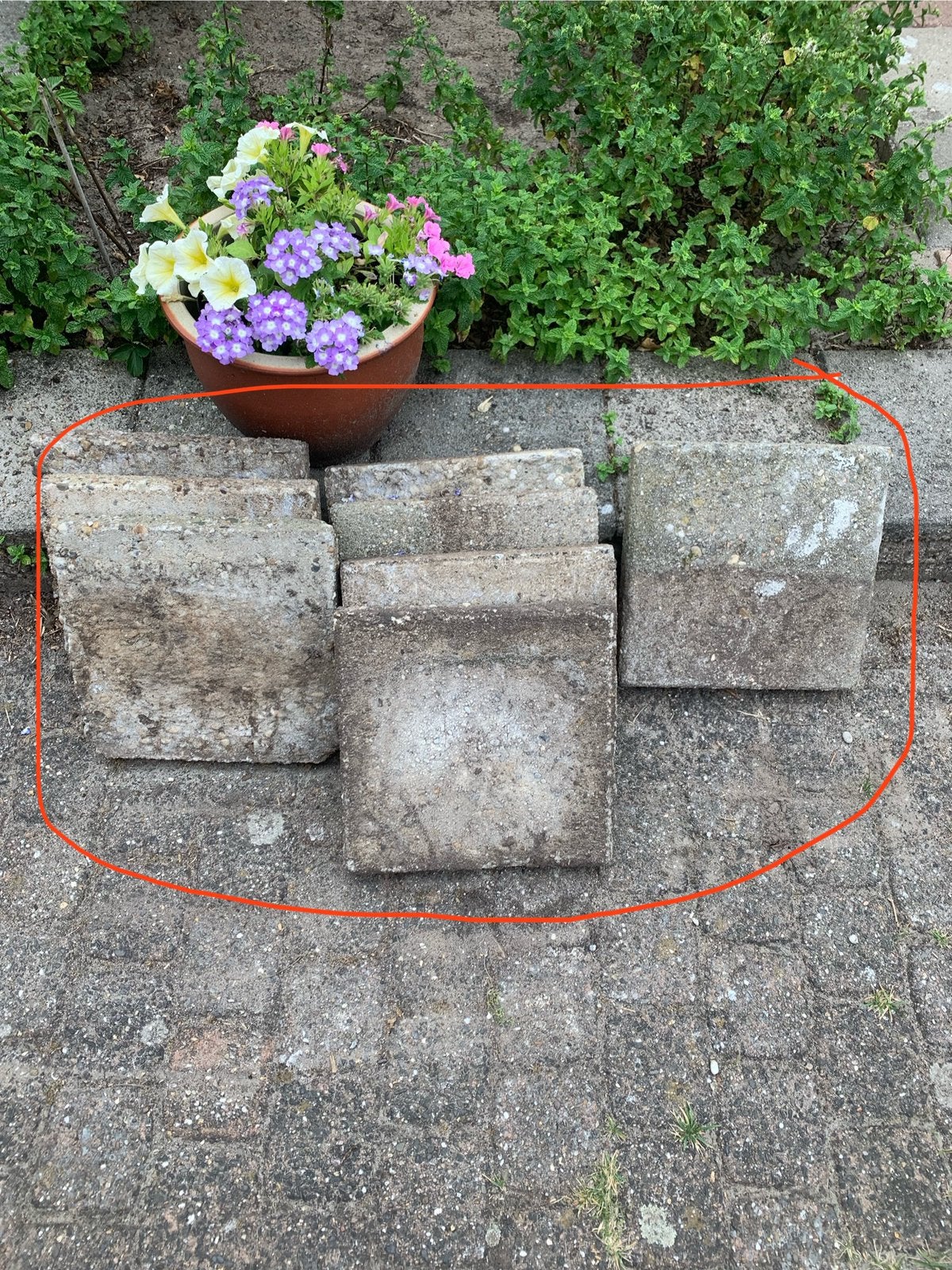 GRATIS 8 stoeptegels 30 x 30  - tuintegels tuin tegels, Tuin en Terras, Tegels en Klinkers, Ophalen, Gebruikt, Minder dan 5 m²