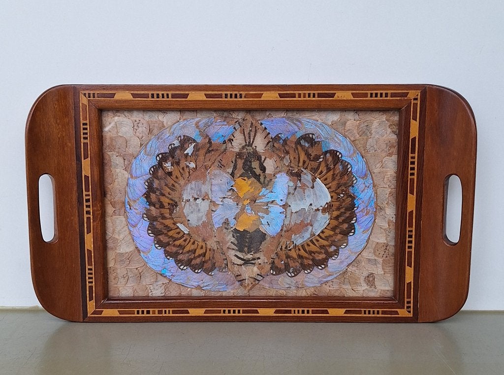 vintage antieke art-deco design butterfly-tray dienblad, Ophalen of Verzenden