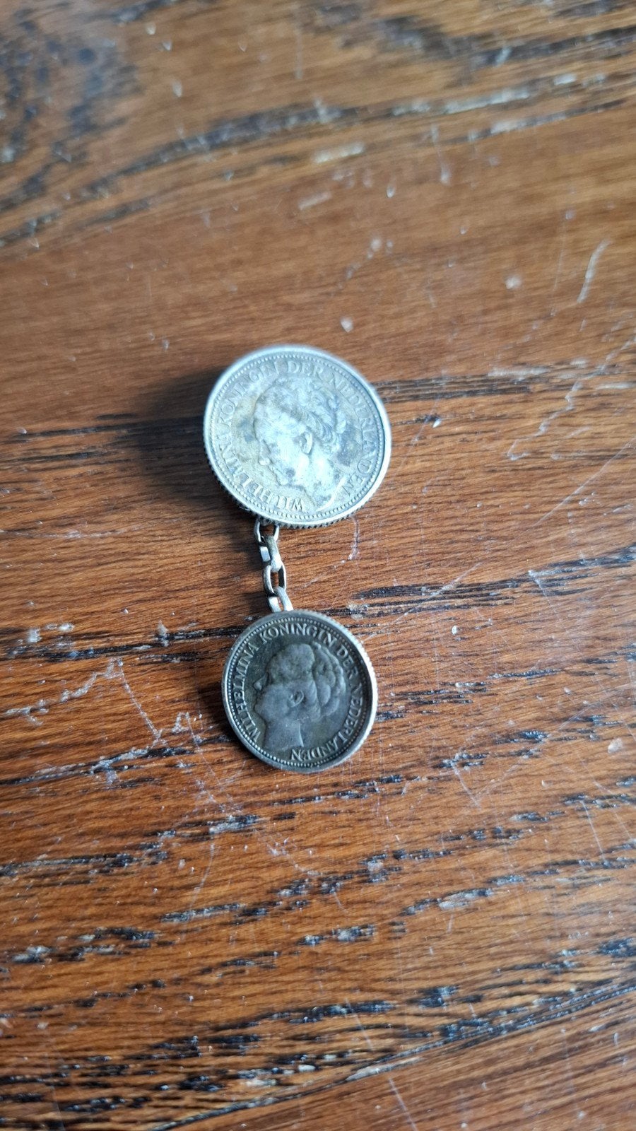 Zilveren manchetknopen met munten Koningin Wilhelmina, Ophalen, Setje, Zilver, Overige waardes