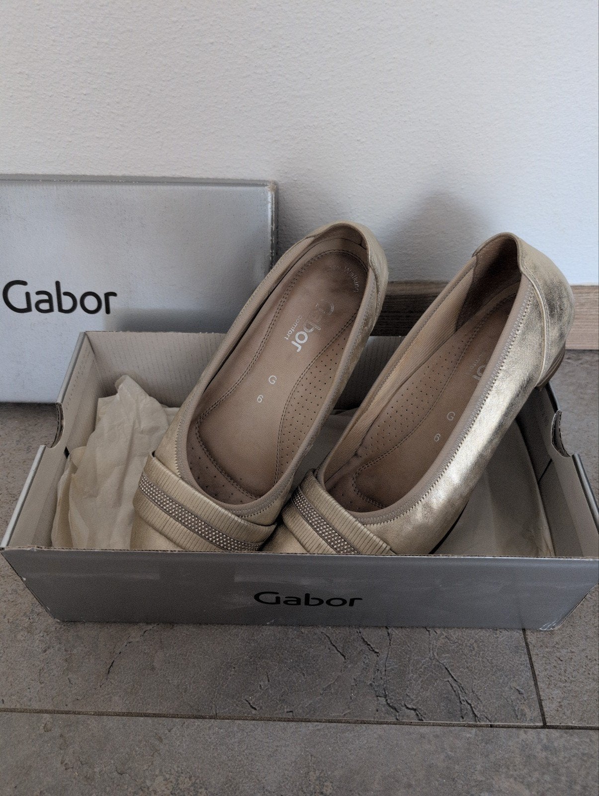 Gabor Ballerina's Goudkleurig Maat 39 (6G), Ophalen of Verzenden, Zo goed als nieuw, Overige kleuren