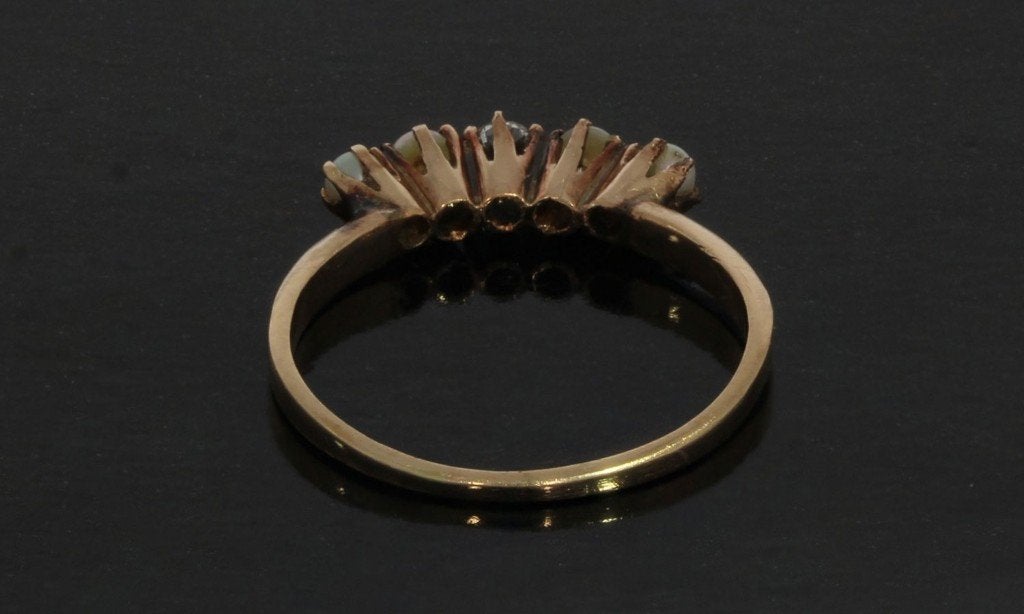Diamant parel fraai antieke 14k gouden dames ring briljant, Ophalen of Verzenden, Goud, Ring, Met edelsteen