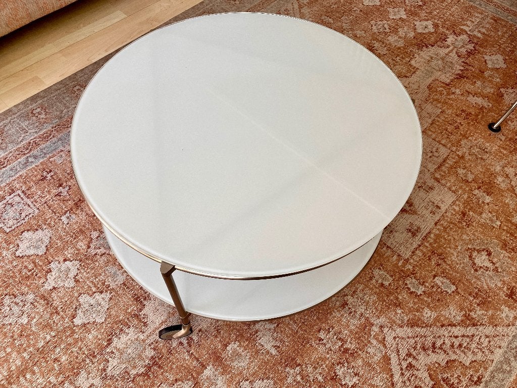 Salontafel rond  met lectuurblad IKEA Strind, Ophalen, Gebruikt, 50 tot 100 cm, 50 tot 100 cm