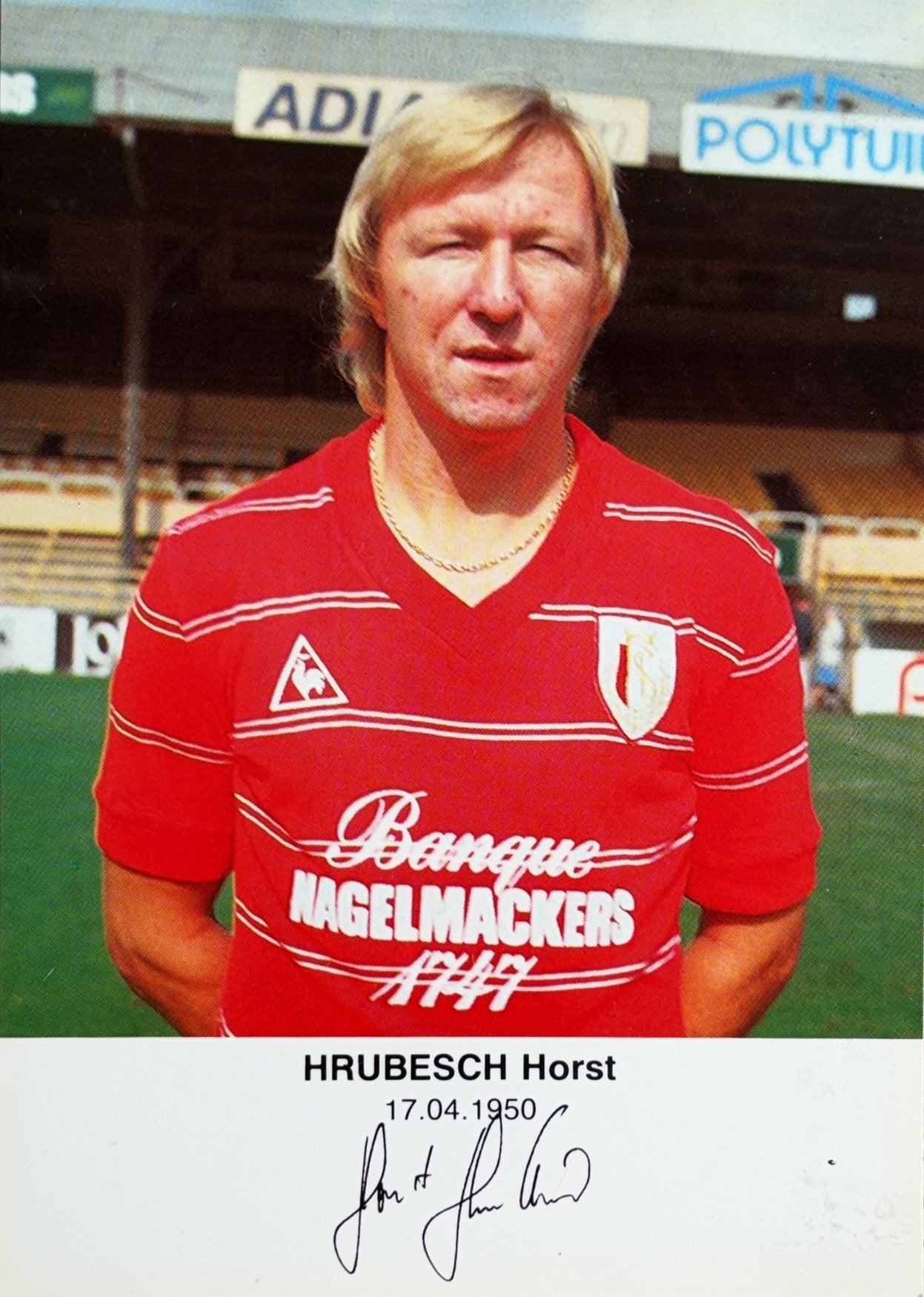 Spelerskaart Horst Hrubesch - Standard Luik -  1983/1984, Verzamelen, Sportartikelen en Voetbal, Verzenden, Zo goed als nieuw