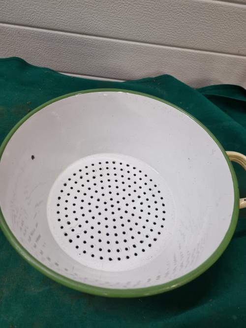 vergiet emaille creme groen vintage, Ophalen of Verzenden, 'T Olde Gre-j, Info@toldegrej.nl, Endepoelstraat 20f Didam
