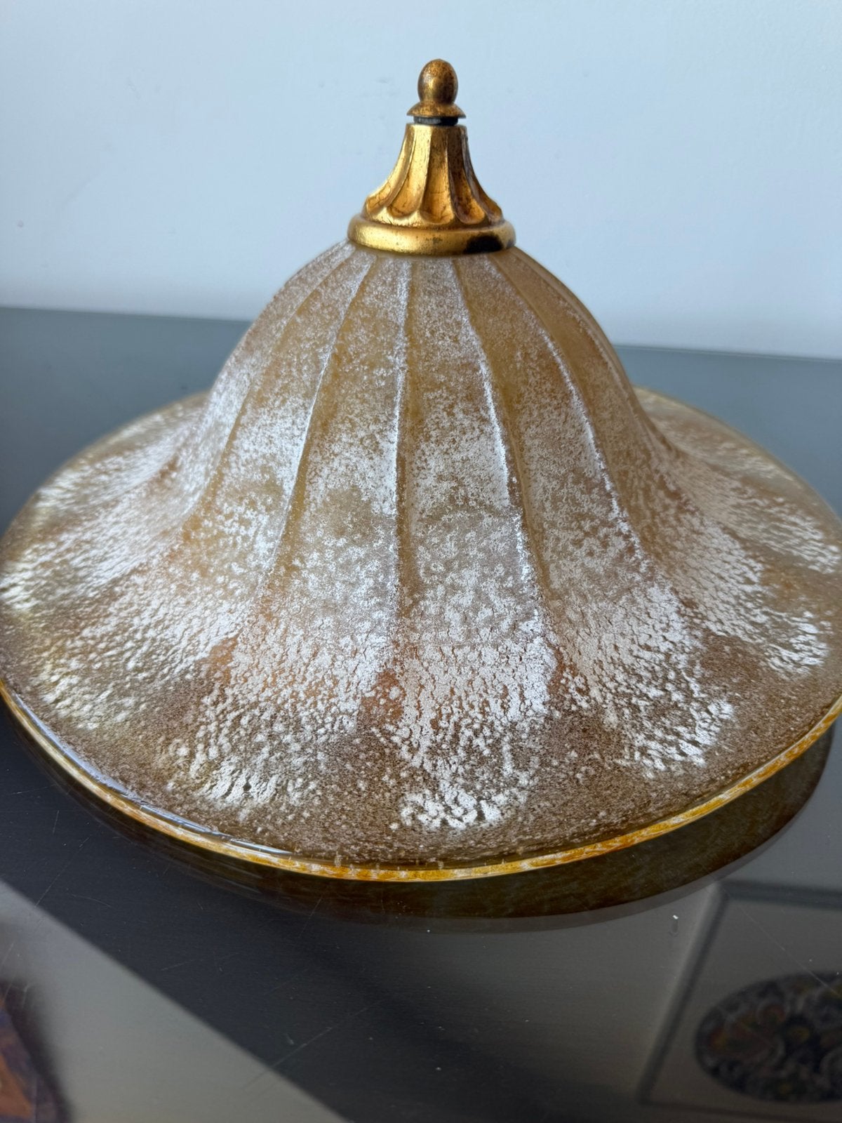 Murano plafondlamp plafonniere met frosted glas ijsglas, Ophalen of Verzenden, Murano Italiaans Art Deco, Minder dan 50 cm, Glas
