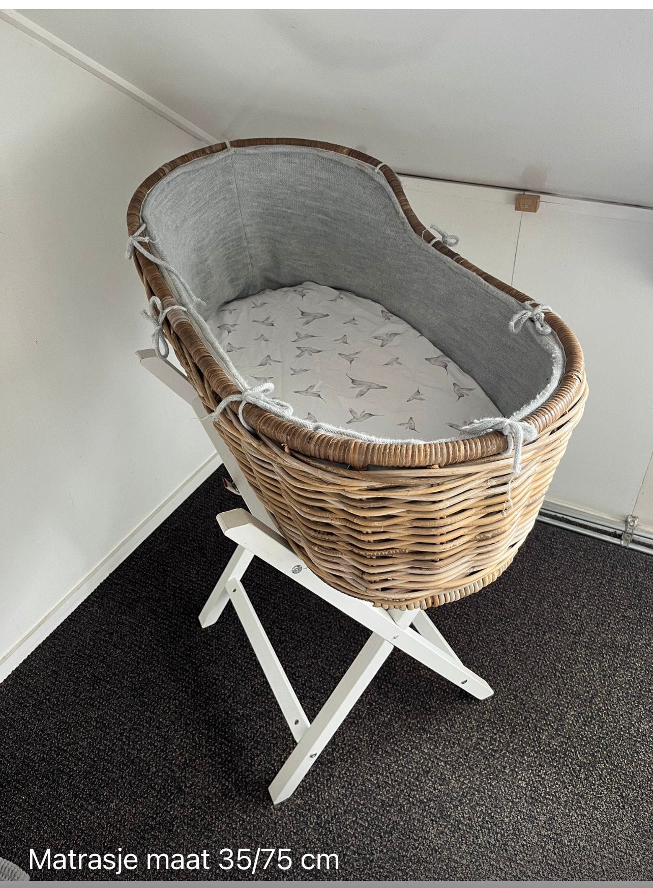 Moses wieg - rotan - babypark, Ophalen, Zo goed als nieuw, Wieg