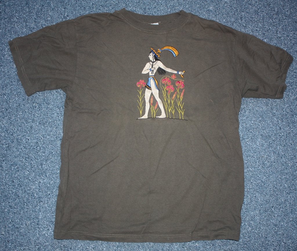 T-shirt met Minoische prins van de lelies Kreta, Ophalen of Verzenden, Zo goed als nieuw, Maat 46 (S) of kleiner, Groen