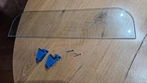 Glazen wandplank, afgeronde hoeken, 60x15 cm+ plankdragers, Ophalen of Verzenden, Zo goed als nieuw