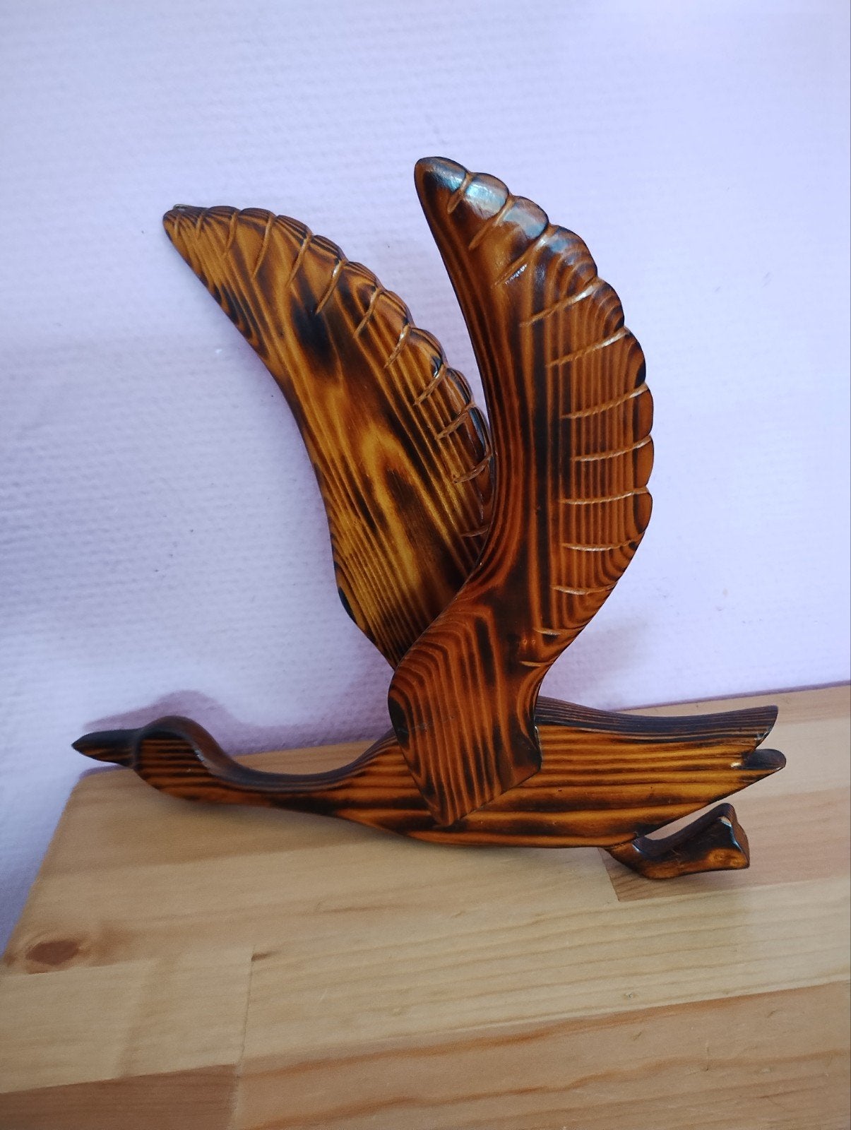 Vintage Handgesneden Houten Vliegende Gans/Eend e, Ophalen of Verzenden