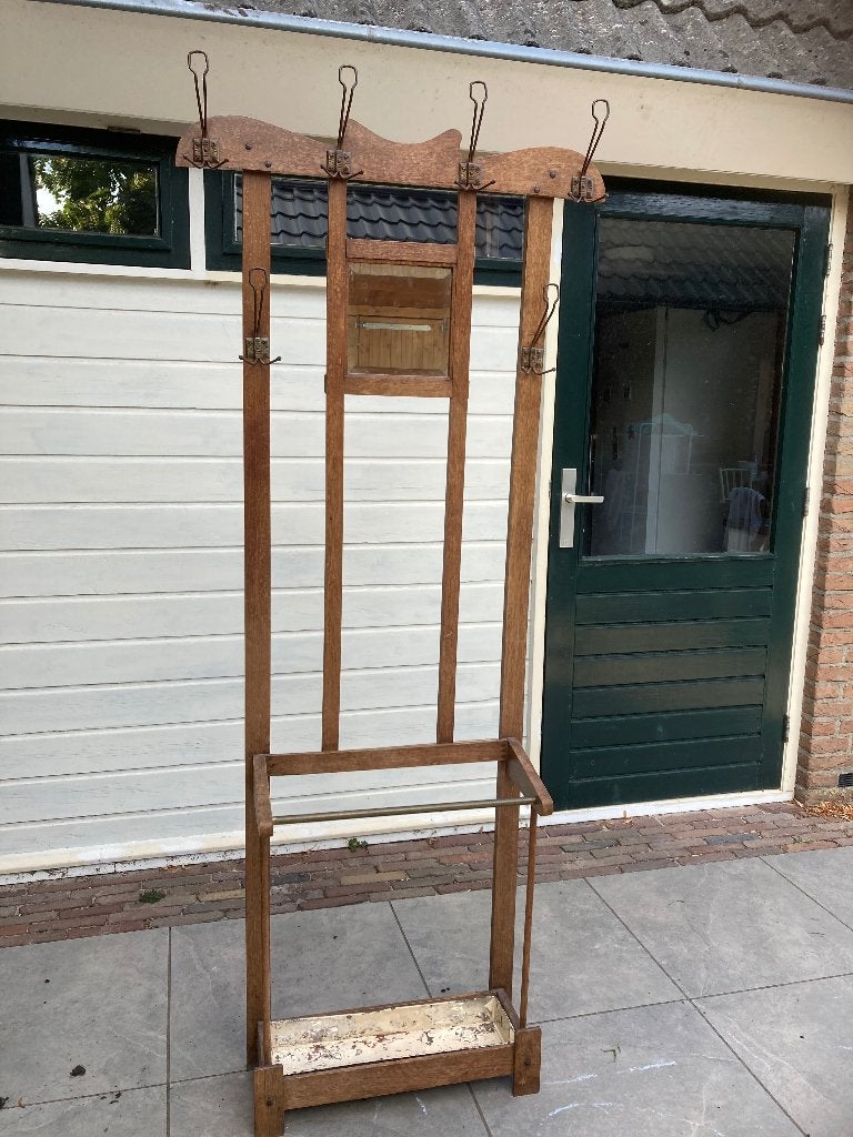 Kapstok met spiegel en paraplu houder, Huis en Inrichting, Woonaccessoires | Kapstokken, Ophalen, Gebruikt, Staande kapstok, 150 tot 200 cm