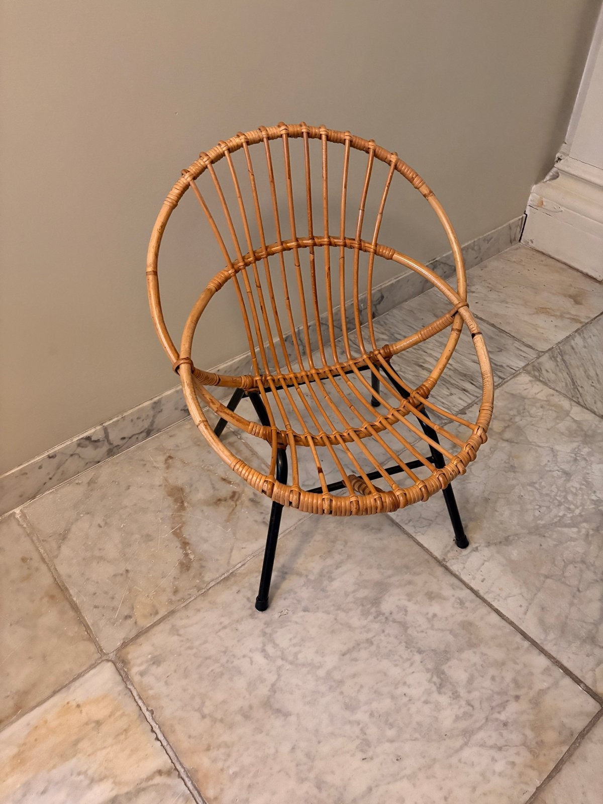 Retro rotan kleine stoel Rohe Noordwolde, Ophalen, Gebruikt, Stoel(en)
