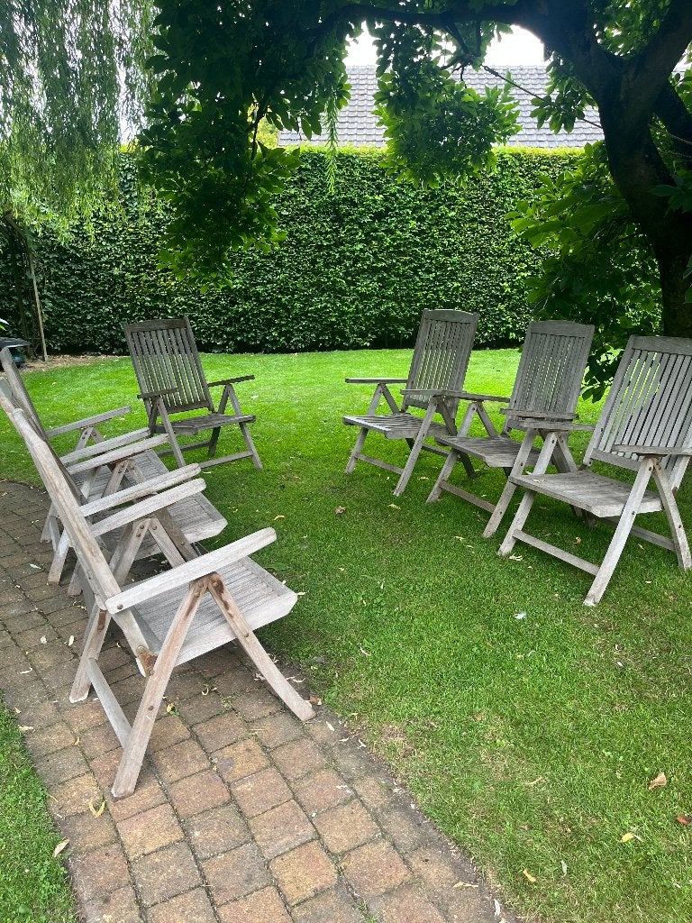 7 stuks Bois Le Duc vouwstoelen in redelijk nette conditie, Ophalen, Gebruikt, Hout, Verstelbaar