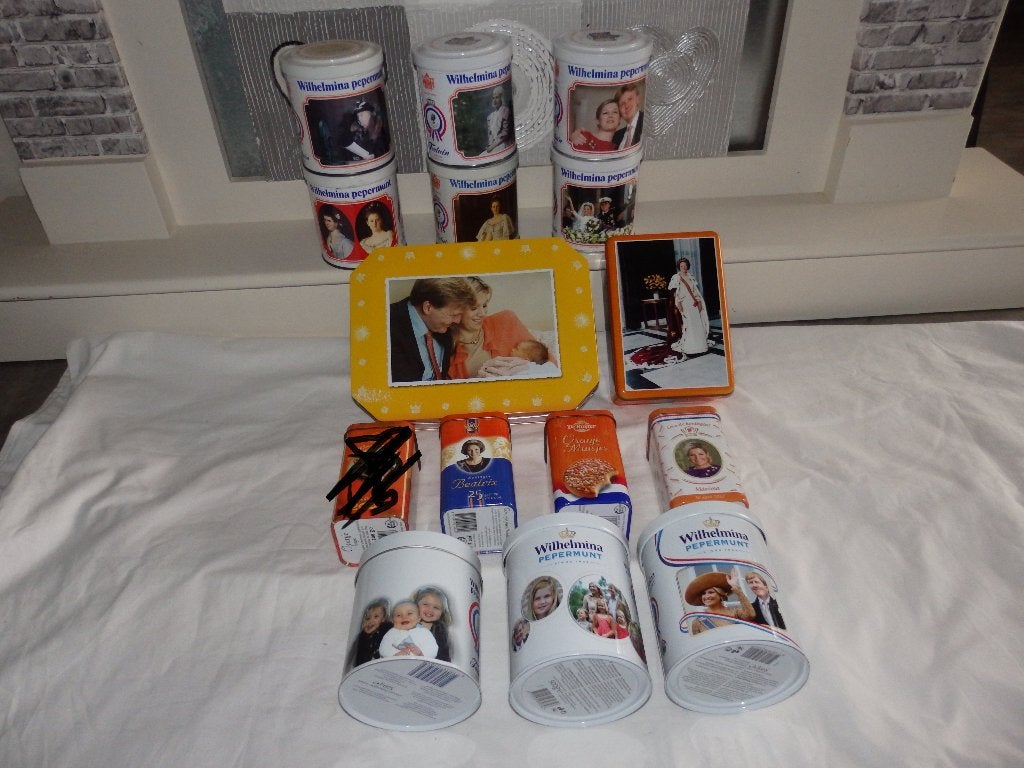 14x blik koningshuis Verkade Wilhelmina pepermunt De Ruijter, Verzamelen, Blikken, Ophalen of Verzenden, Gebruikt, Overige