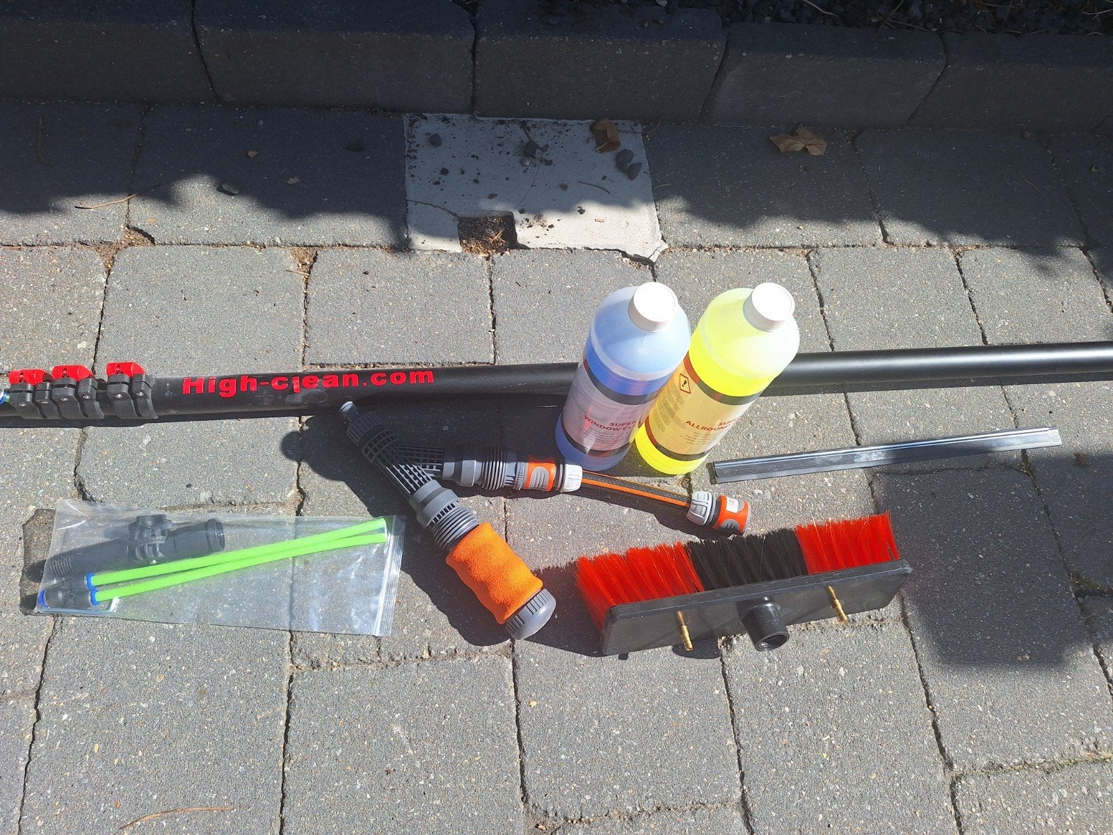 High-Clean telescoopsteel met borstel en renigingsmiddel, Ophalen, Raamwisser of Trekker