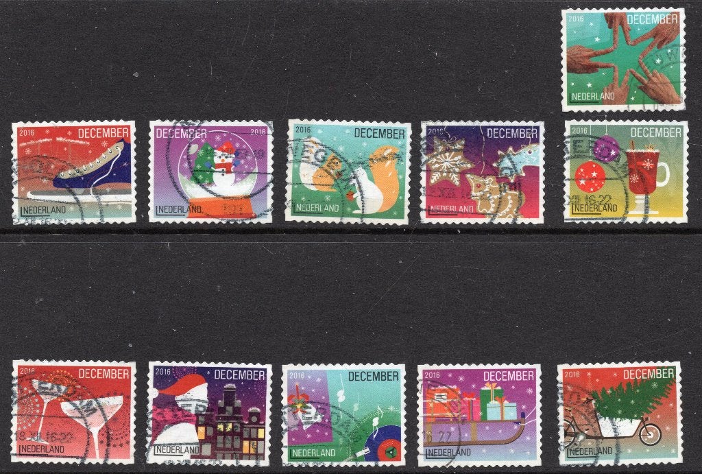 Te koop: serie decemberzegels 2016 nvph 3474 t/m 3484, Ophalen of Verzenden, Na 1940, Gestempeld
