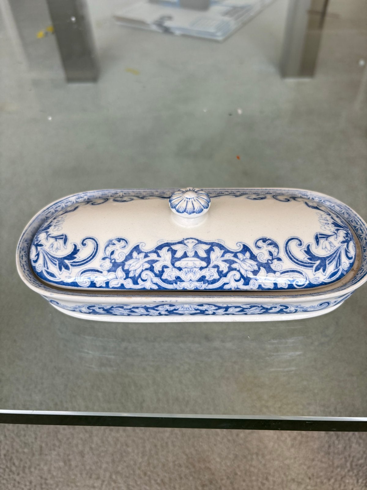 Antiek kammenbakje  Raleigh blauw-wit decor, Ophalen