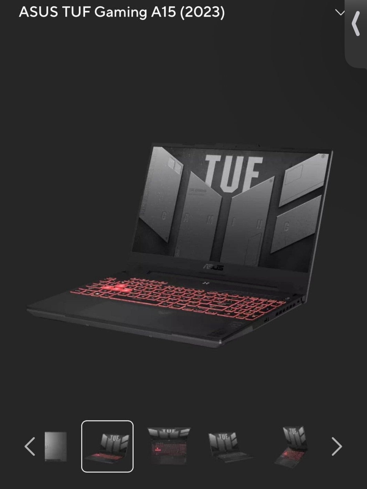 asus TUF gaminglaptop a15 (2023), IPS, Ophalen of Verzenden, 151 t/m 200 Hz, Ultra HD (4K)