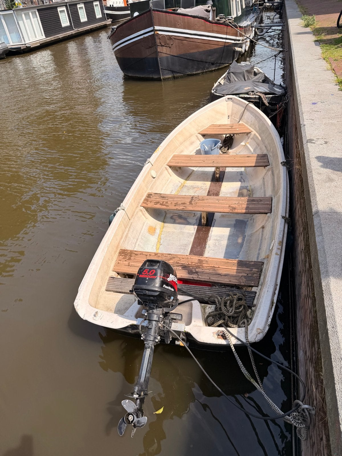 4.75m Polyethyleen boot - Project met Mariner 5PK, Ophalen, Kunststof, Gebruikt, Geschikt voor motor