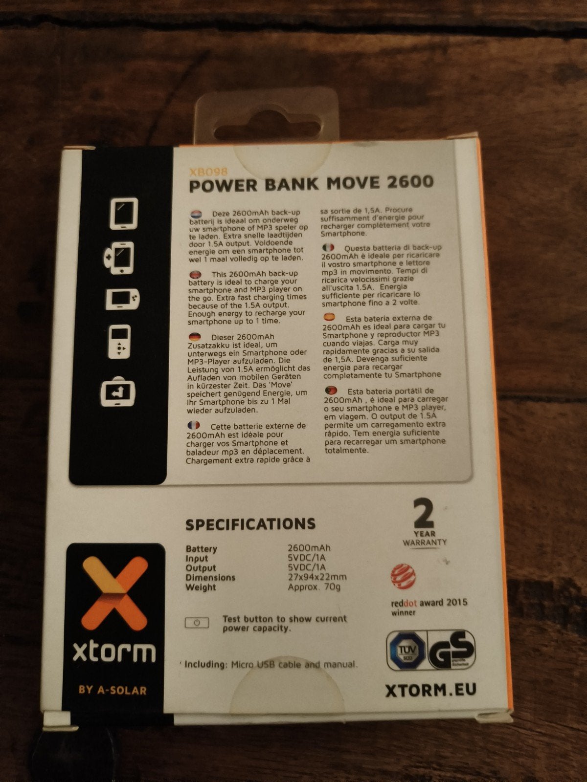 Xtorm Power Bank Move XB098 - 2600mAh - Nieuw in doos, Ophalen of Verzenden, Nieuw, Xtorm