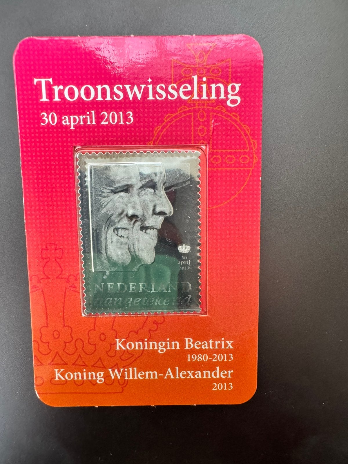Zilveren Herdenkingspostzegel Troonswisseling 30 april 2013, Ophalen of Verzenden, Zo goed als nieuw