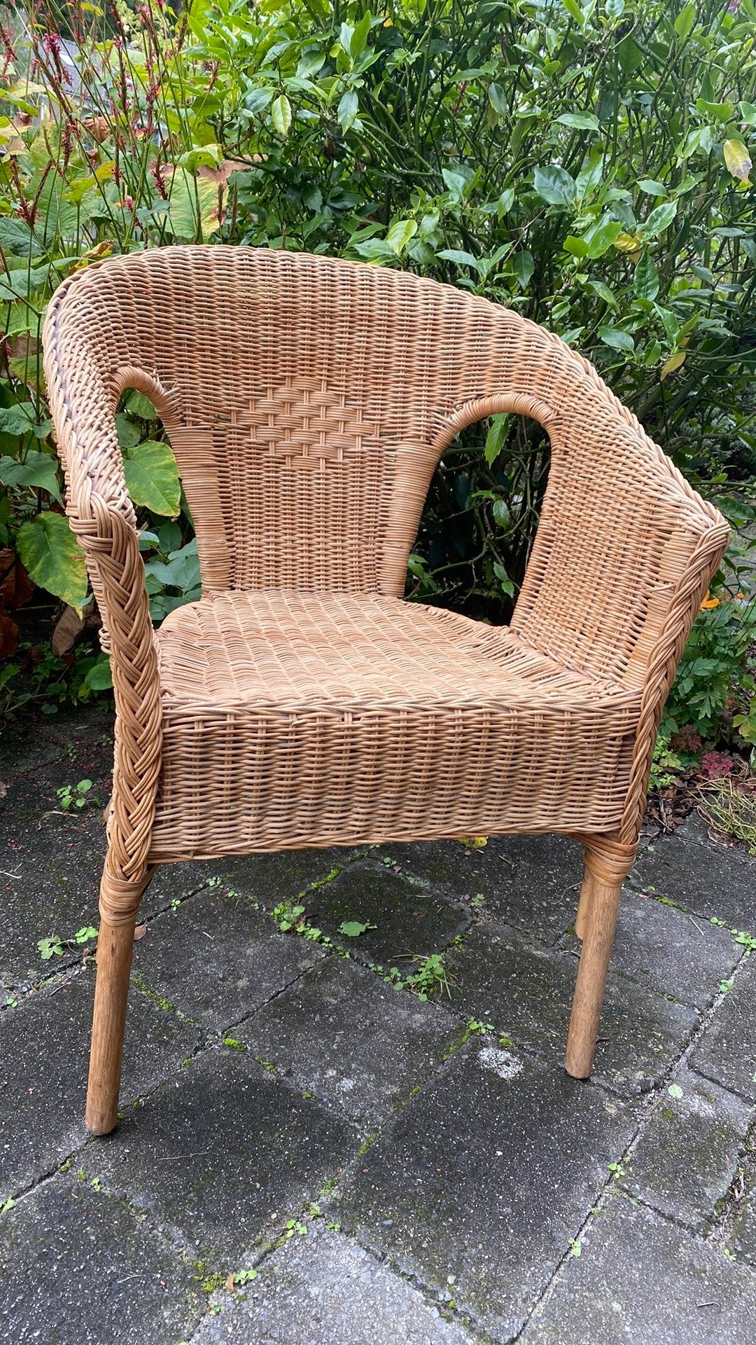 Rotan stoel - Vintage look, Ophalen, Gebruikt, Bruin, Riet of Rotan