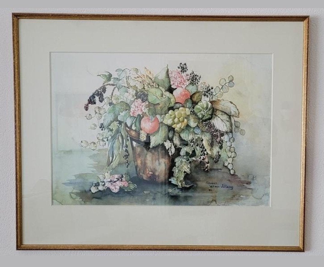 Schilderij, Aquarelprent in mooie lijst!
Bloemen in Pot 85x6, Abstract, Ingelijst, Aquarel, Papier